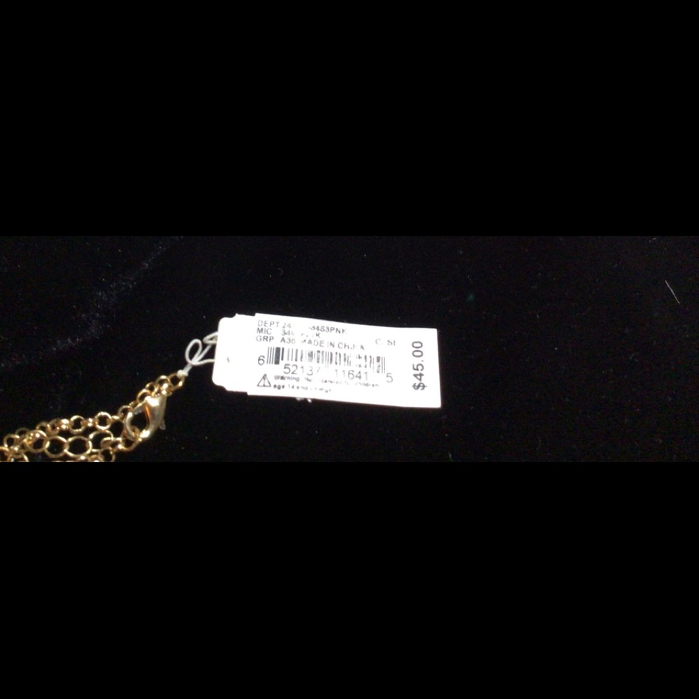 NWT hot pink fringe necklace with clear rhinestones - Picture 9 of 12